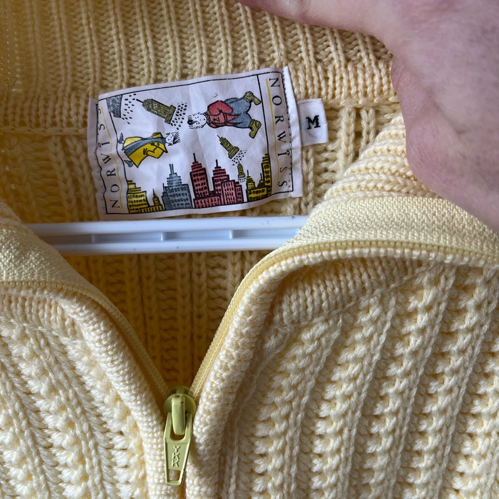 Vintage Soft Yellow Wool Blend Quarter-Zip Sweater - Picture 2 of 3